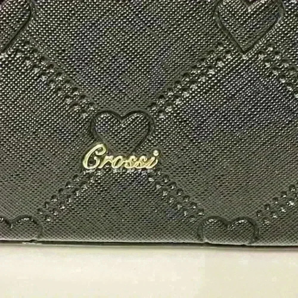 NWOT Crossi Black Vegan Leather Tote Shoulder Bag - Picture 3 of 12